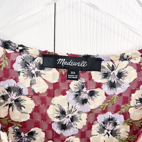 Madewell Drawstring Ruffle Hem Top in Viola Floral - Picture 6 of 10